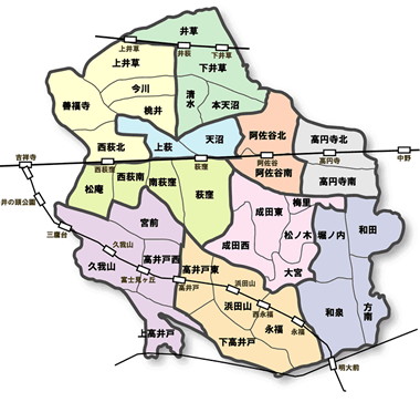 杉並区の町名地図